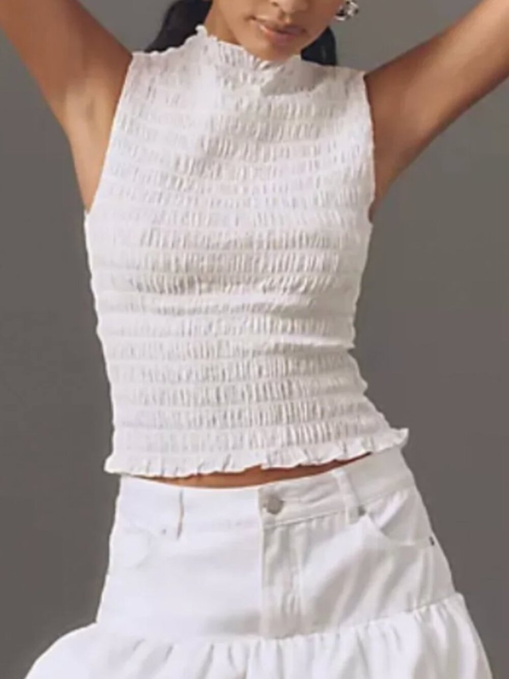 ✨ SALE Reformation Adri Tank Top Small White Stretchy Causal French - Picture 2 of 9
